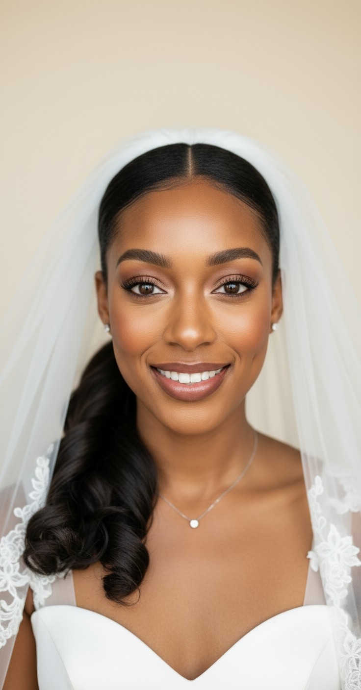 After Bridal Ponytail With Veil